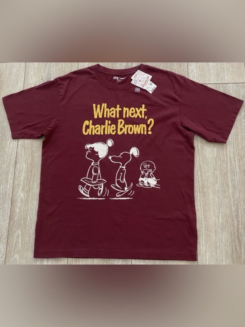 Uniqlo Unisex Wine What Next Charlie Brown T-Shirt Small